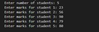 Student Grade Analyzer Output Screenshot 1